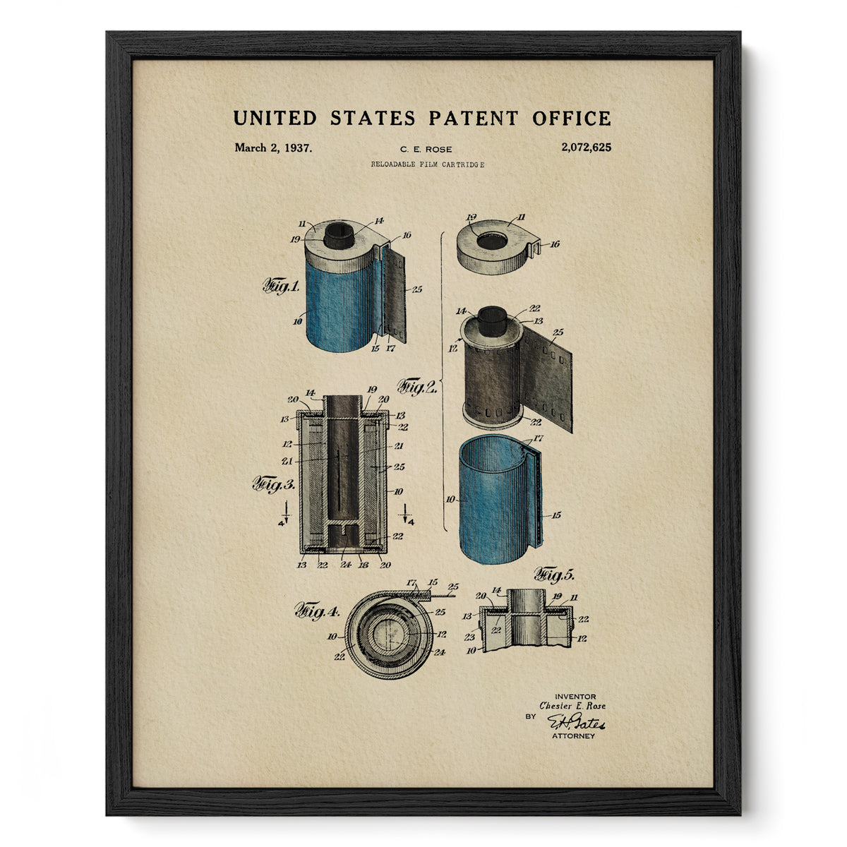 Film Cartridge (1937) patent art print