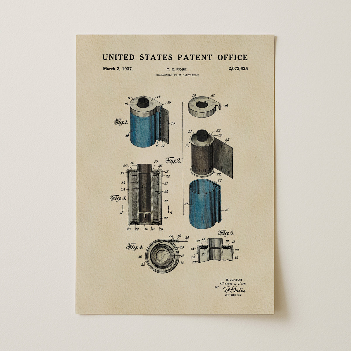 Film Cartridge (1937) patent art print