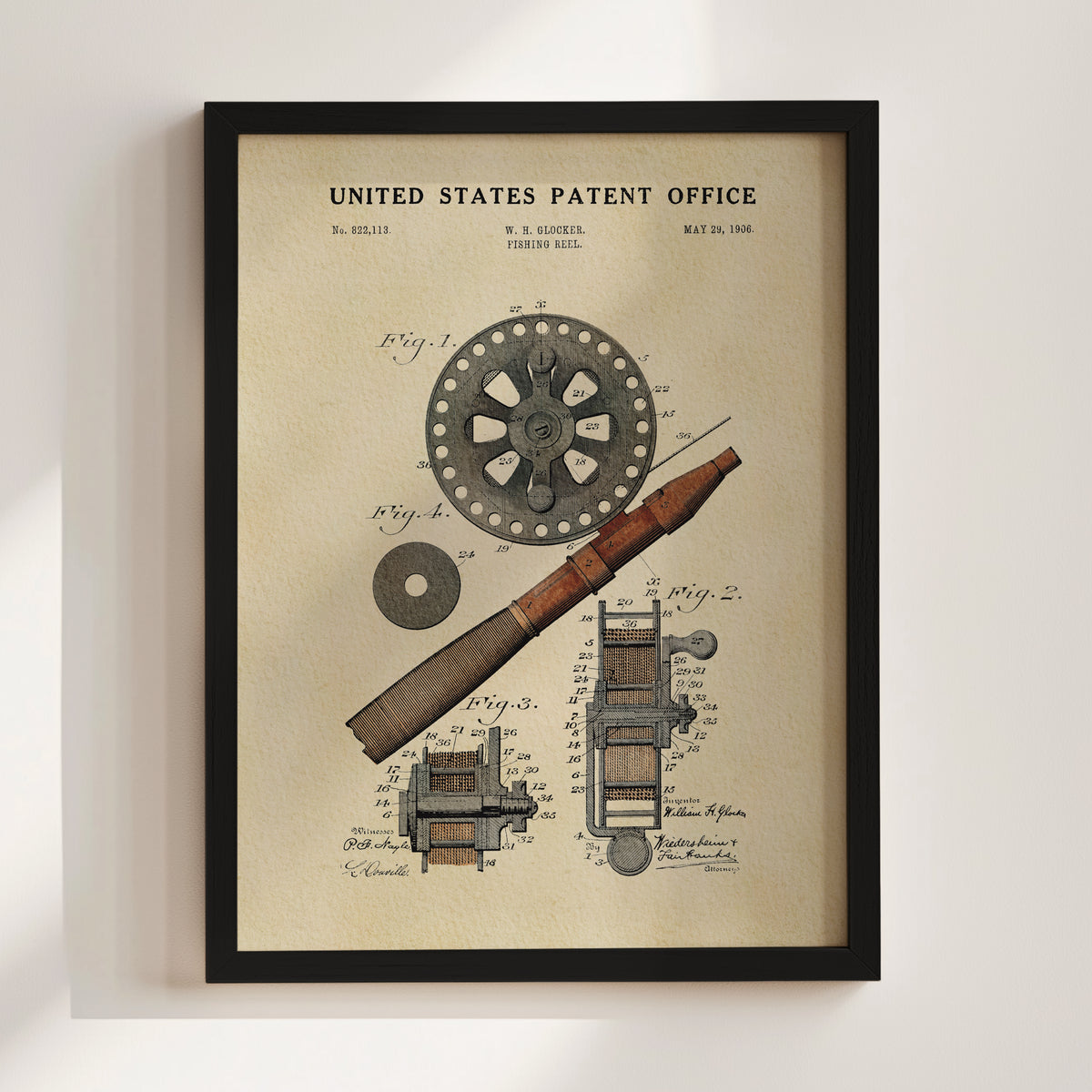 Fishing Reel (1906) patent art print