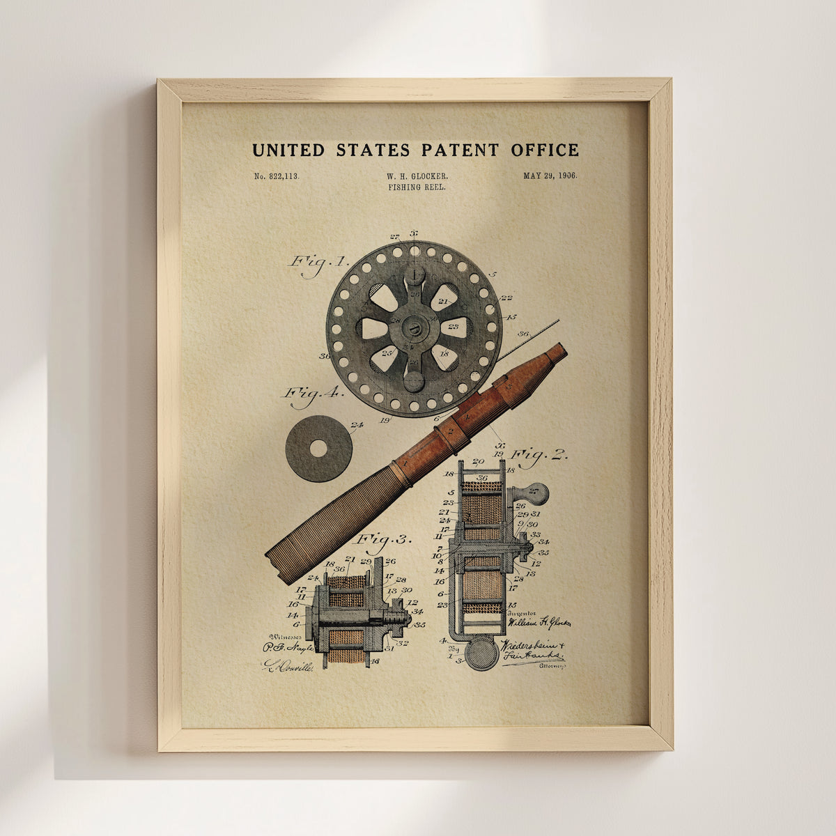 Fishing Reel (1906) patent art print