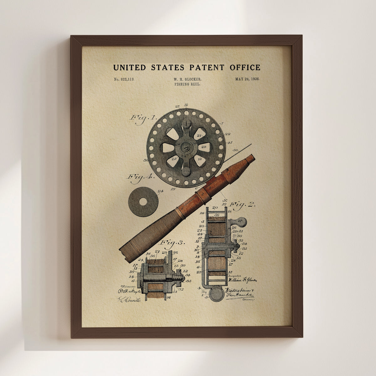 Fishing Reel (1906) patent art print