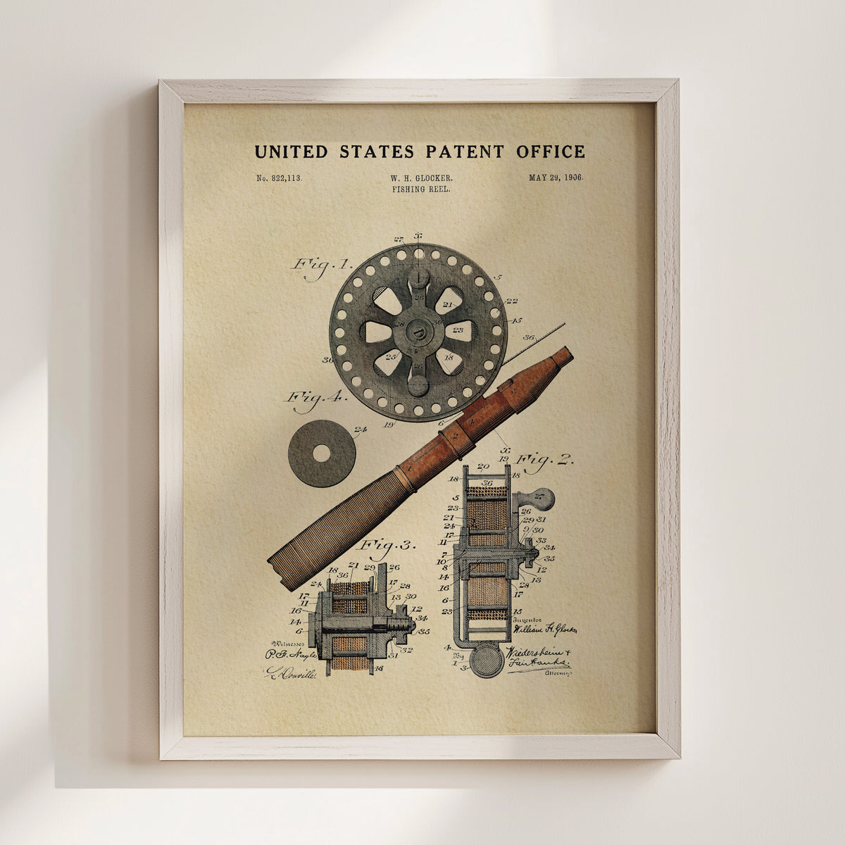 Fishing Reel (1906) patent art print