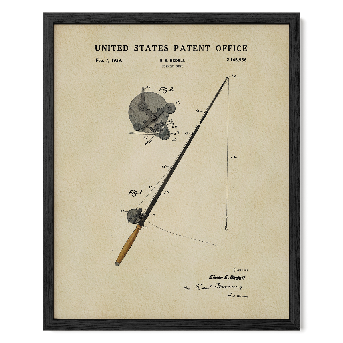 Fishing Rod (1939) patent art print