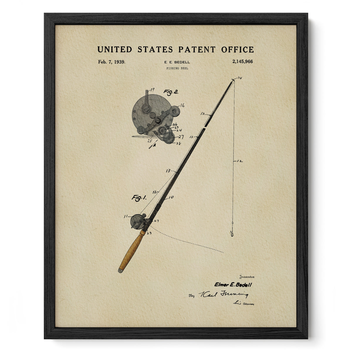 Fishing Rod (1939) patent art print