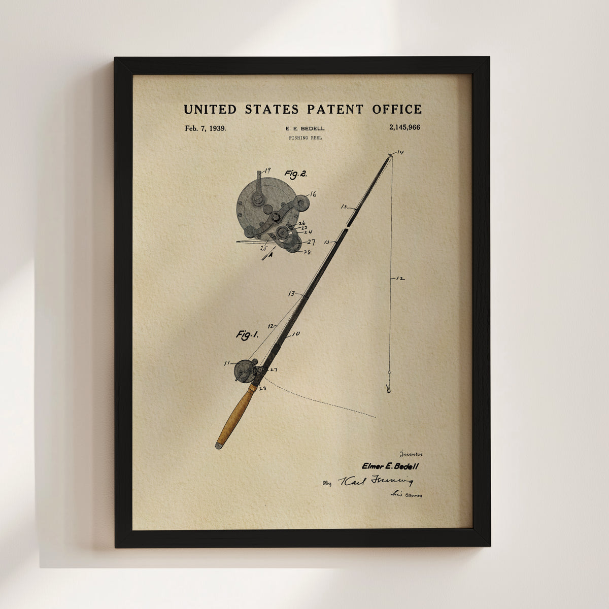 Fishing Rod (1939) patent art print