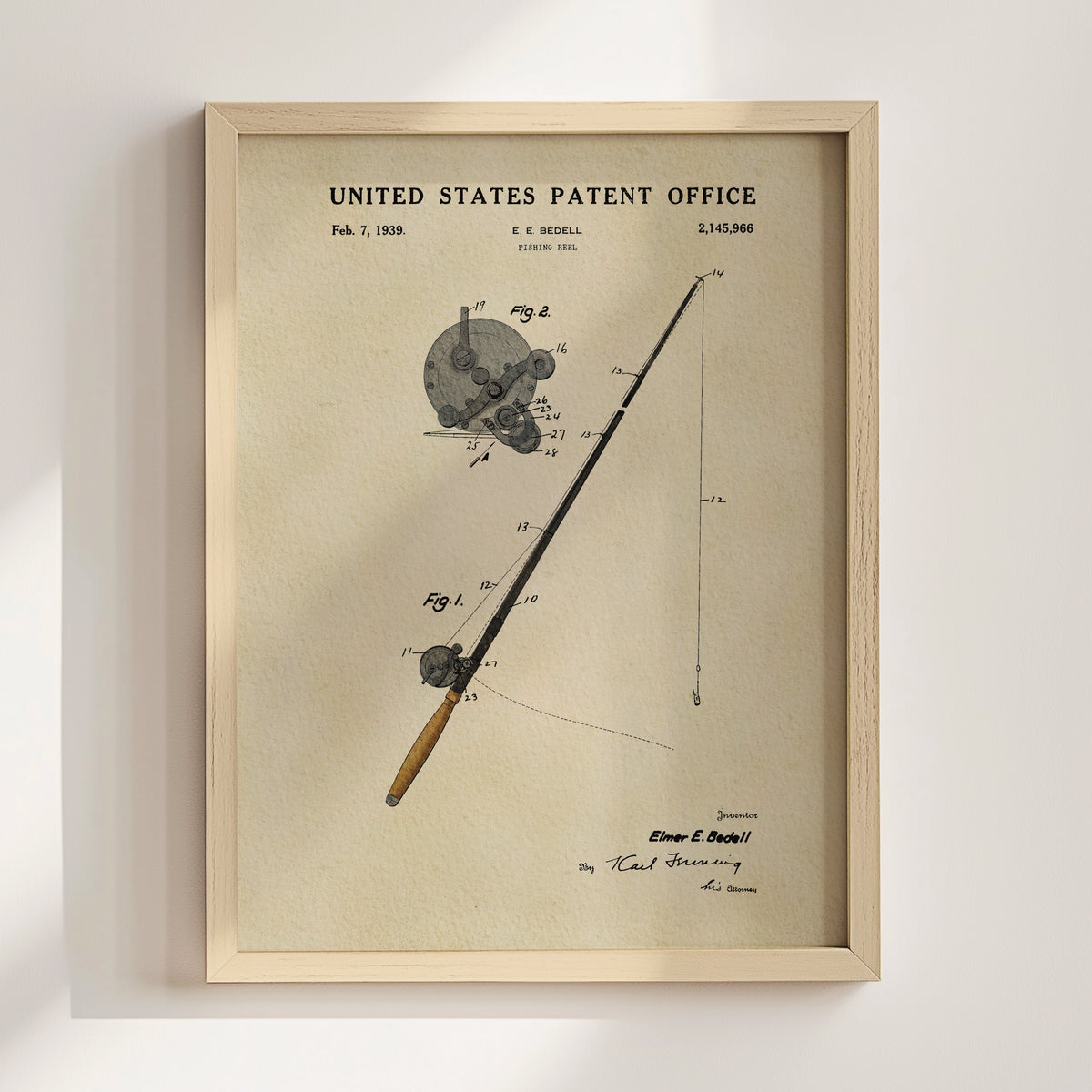 Fishing Rod (1939) patent art print