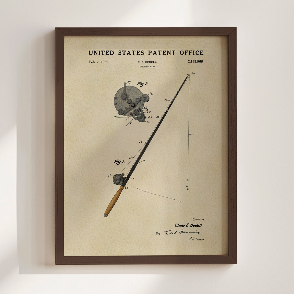 Fishing Rod (1939) patent art print