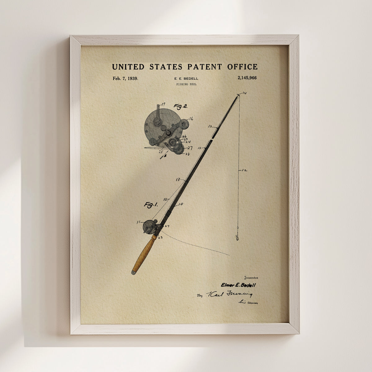 Fishing Rod (1939) patent art print