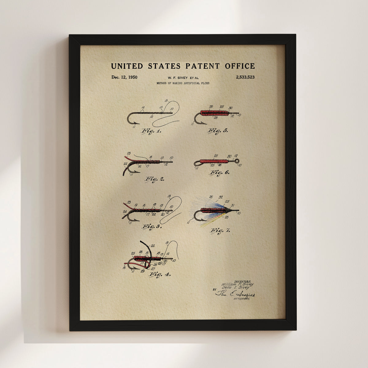 Fly Fishing Flies (1950) patent art print