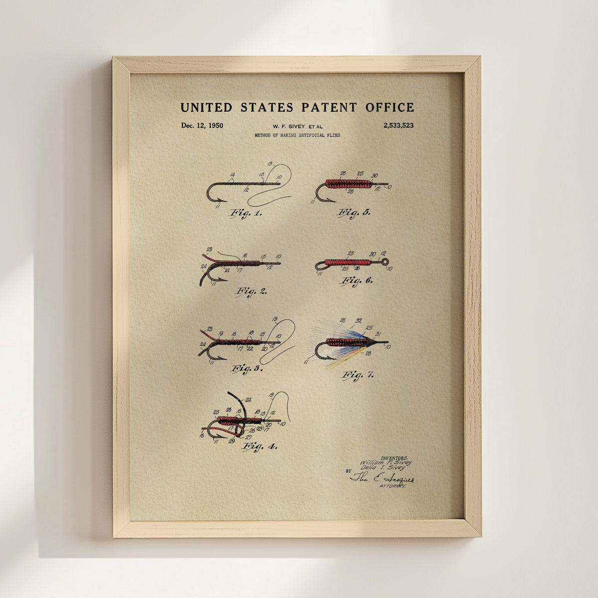 Fly Fishing Flies (1950) patent art print