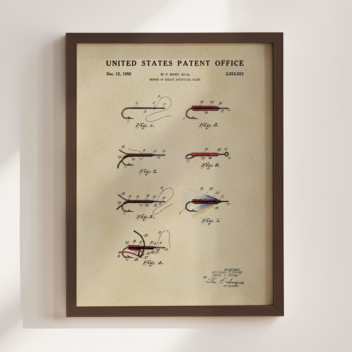 Fly Fishing Flies (1950) patent art print