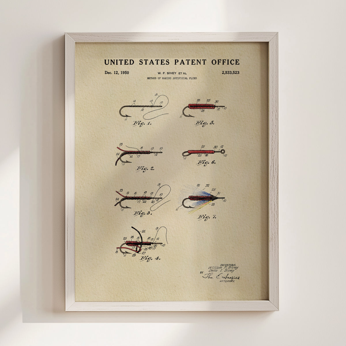 Fly Fishing Flies (1950) patent art print