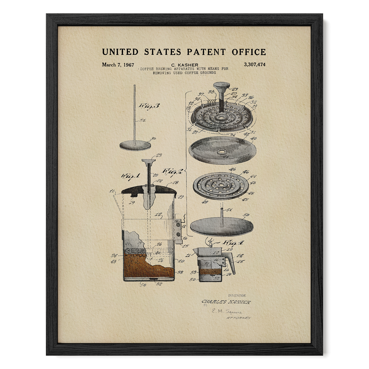French Press (1967) patent art print