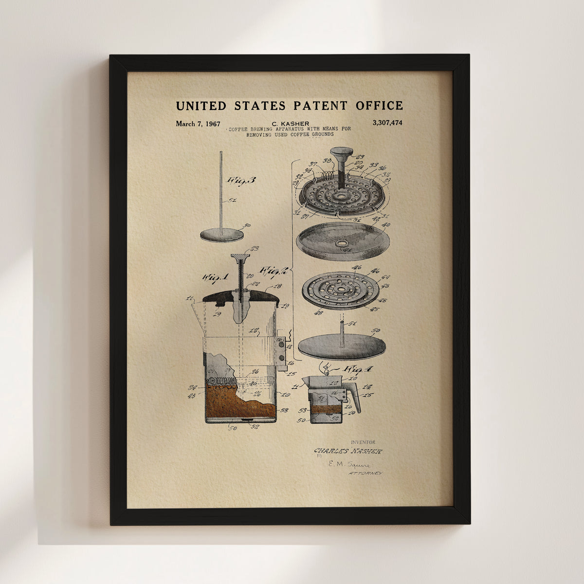 French Press (1967) patent art print