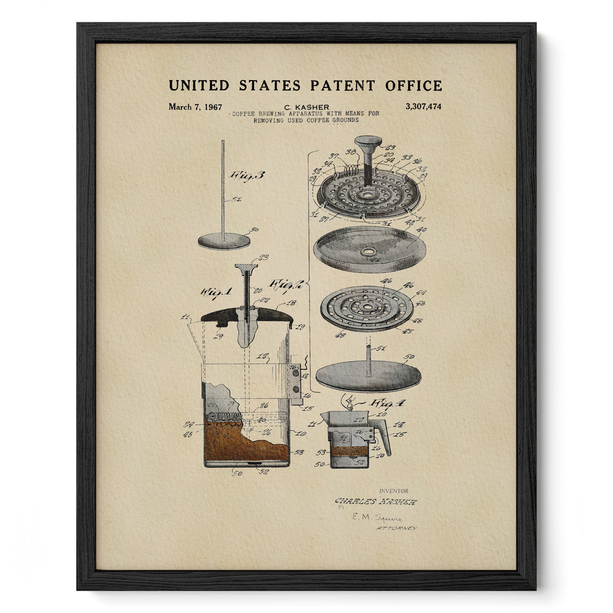 French Press (1967) patent art print