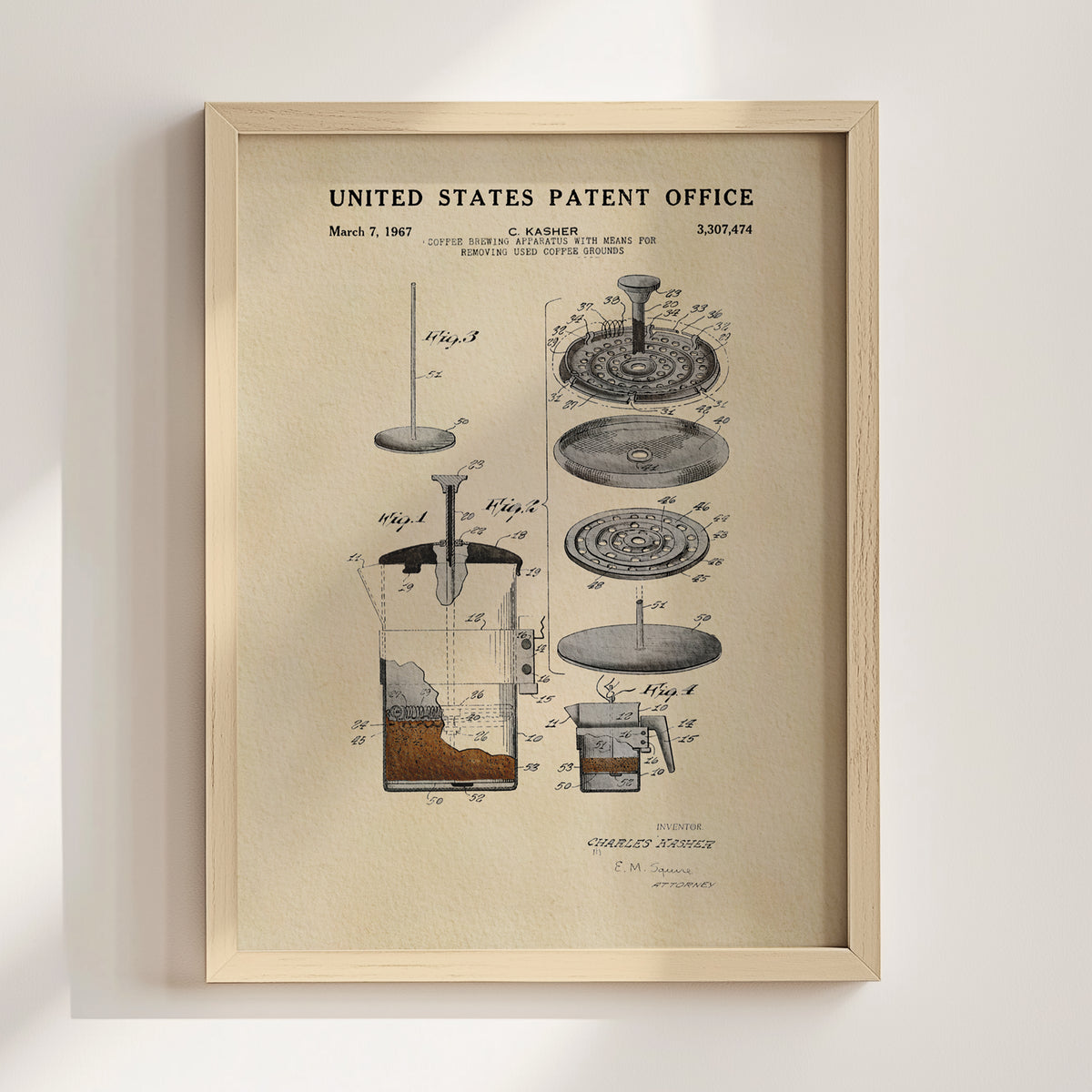 French Press (1967) patent art print