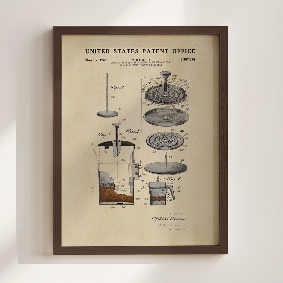 French Press (1967) patent art print
