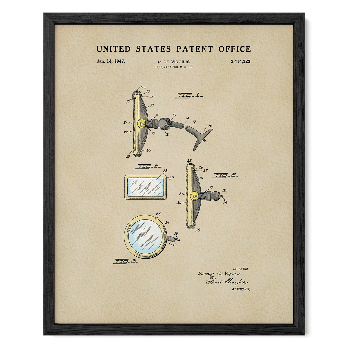 Illuminated Mirror (1947) patent art print