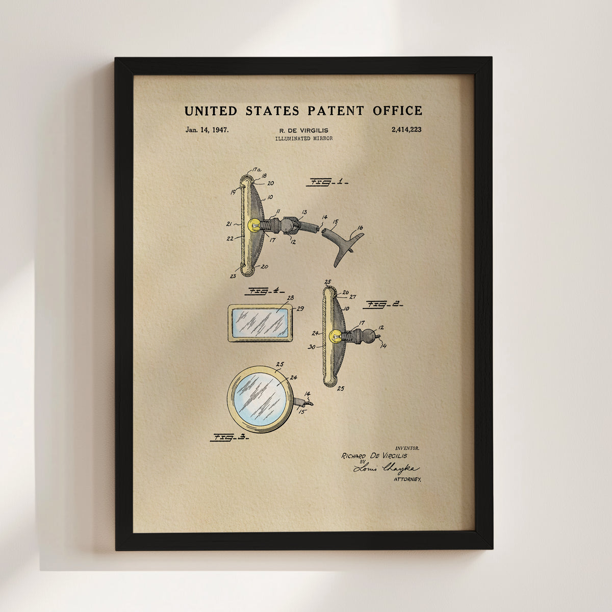 Illuminated Mirror (1947) patent art print