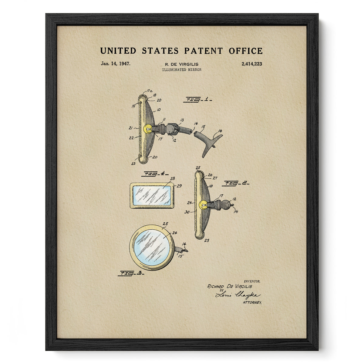 Illuminated Mirror (1947) patent art print