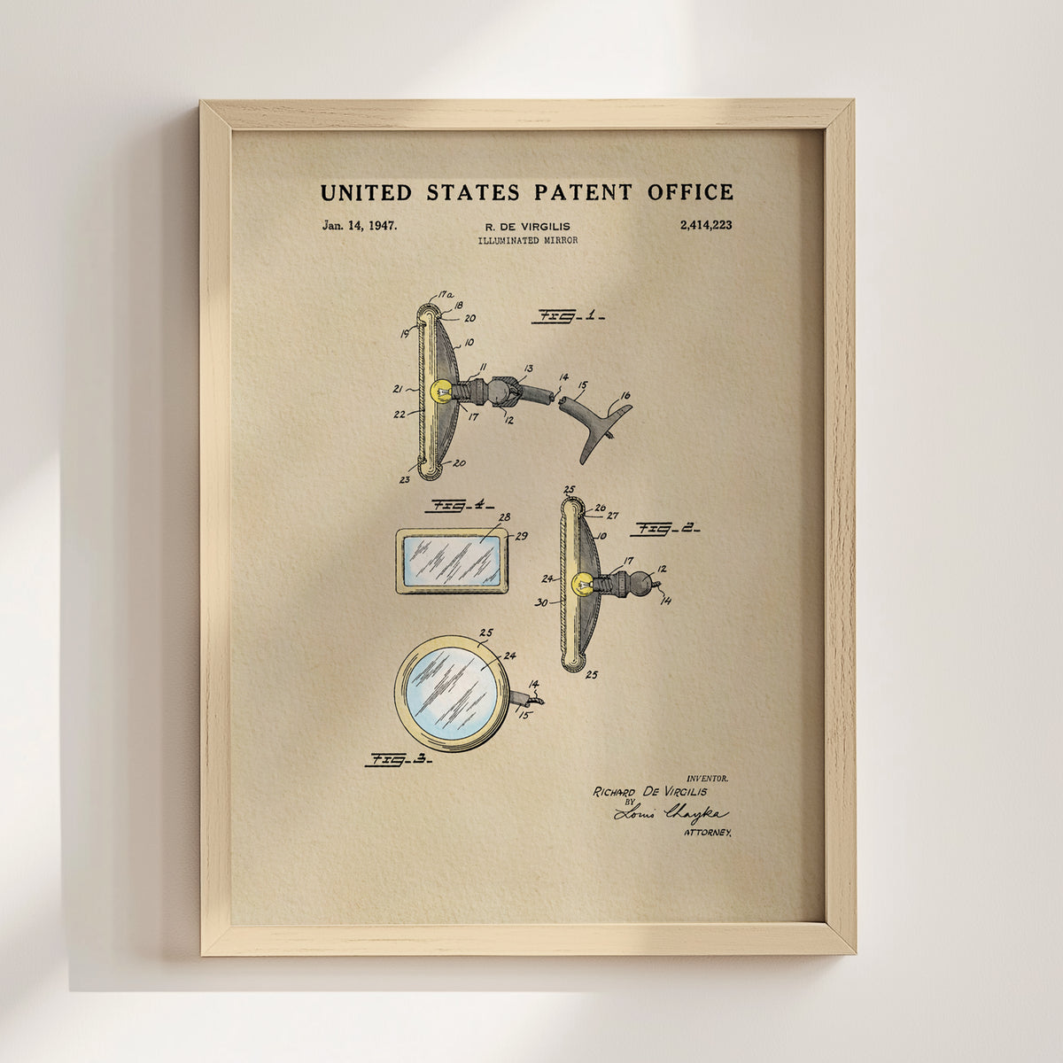 Illuminated Mirror (1947) patent art print