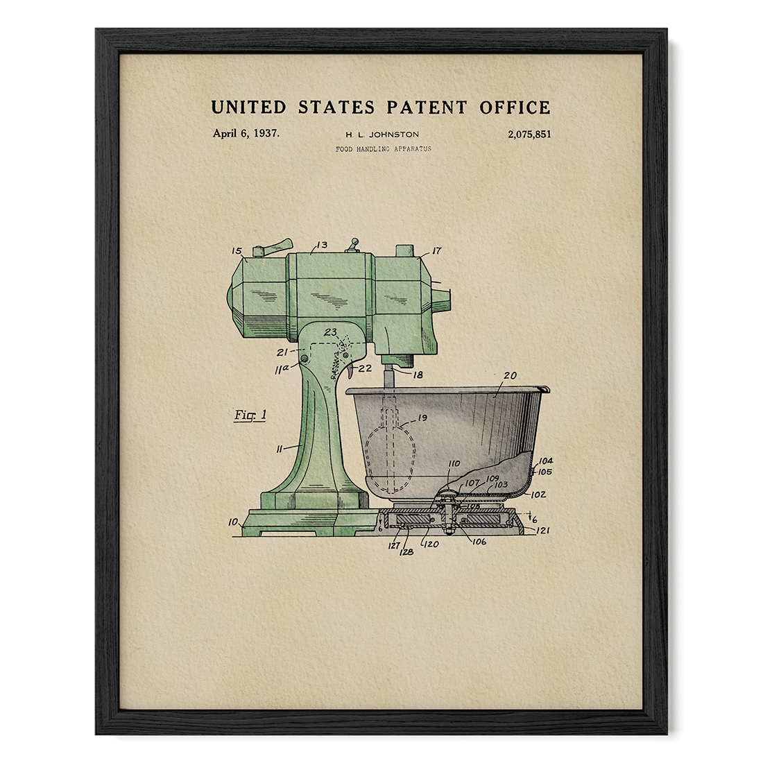 Kitchen Mixer (1937) patent art print