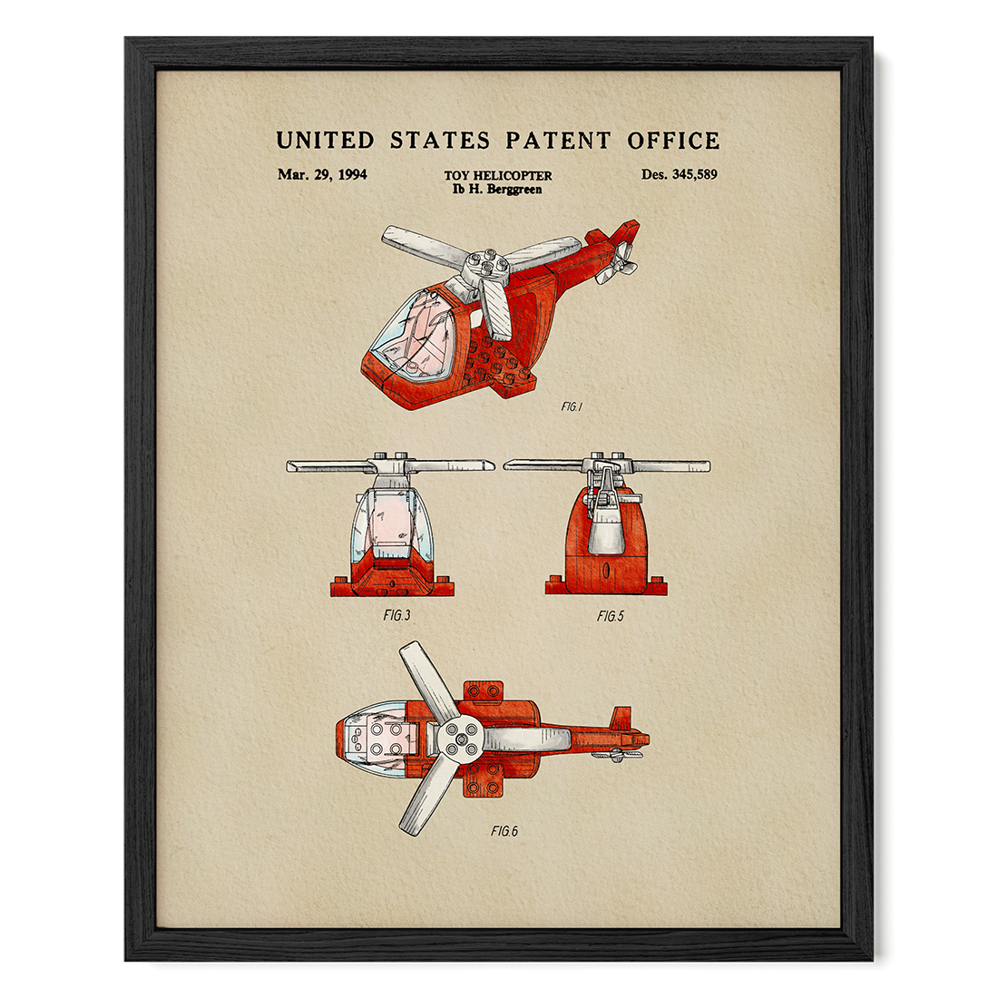 Building Block Helicopter (1994) patent art print