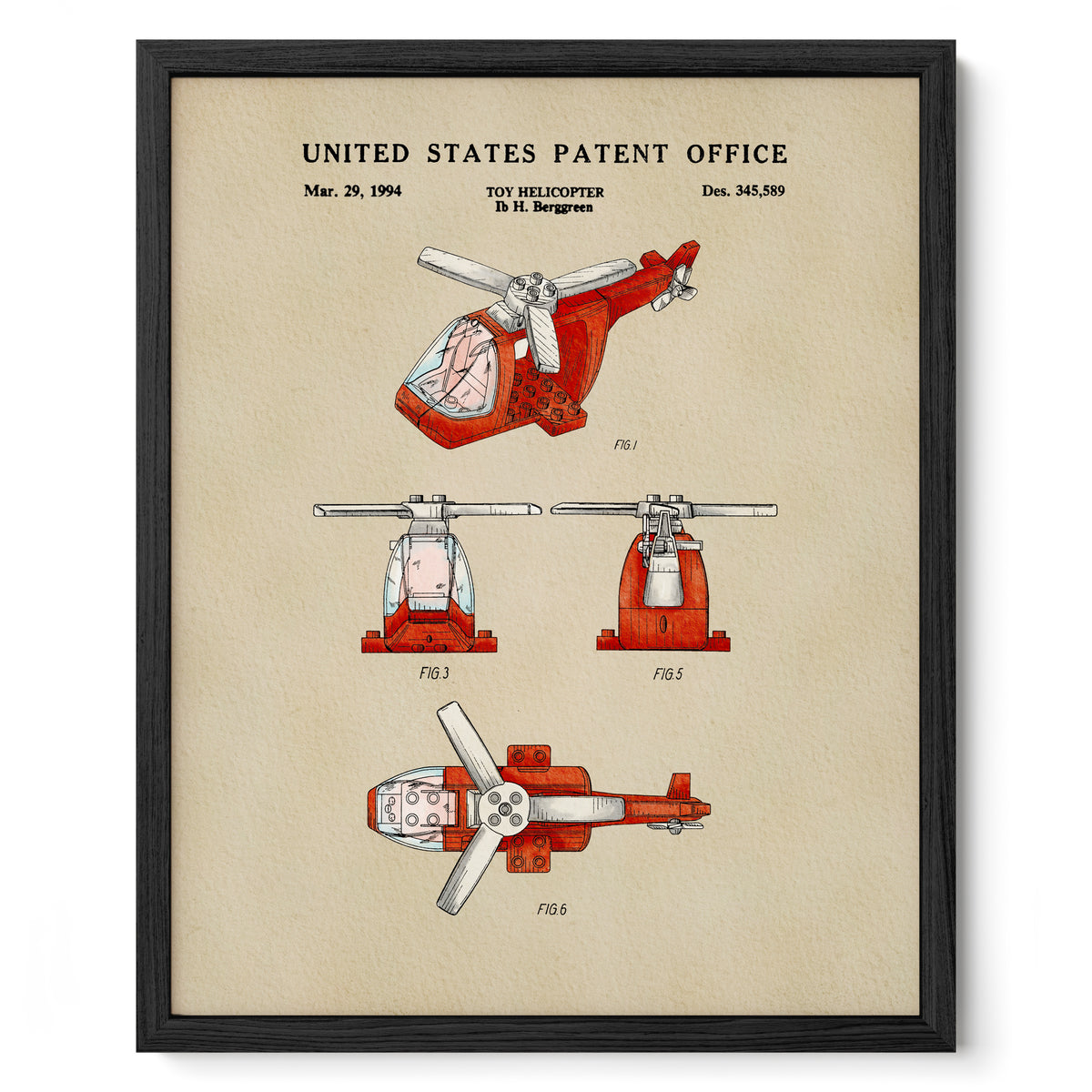 Building Block Helicopter (1994) patent art print