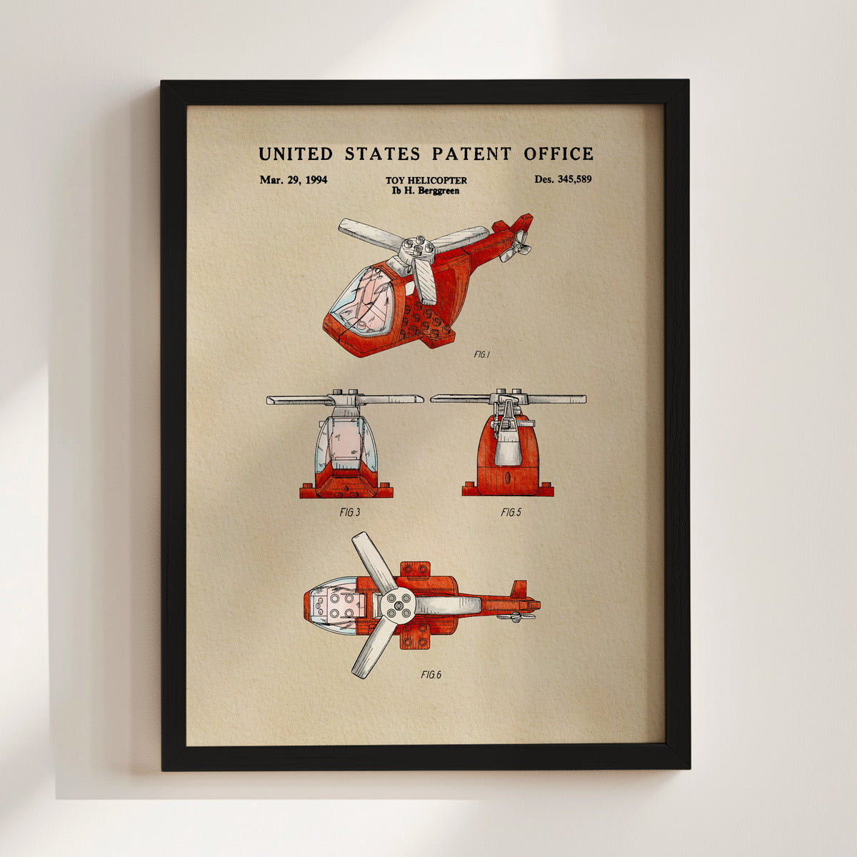 Building Block Helicopter (1994) patent art print