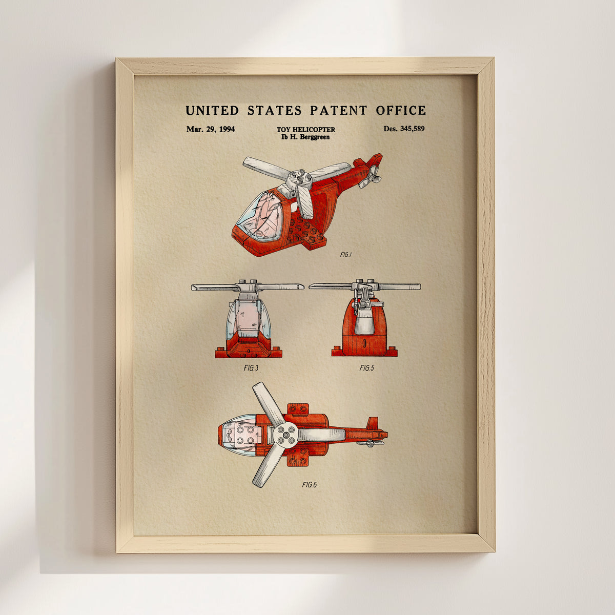 Building Block Helicopter (1994) patent art print