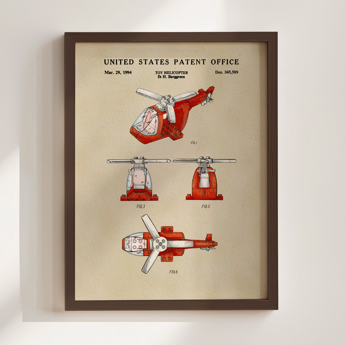 Building Block Helicopter (1994) patent art print