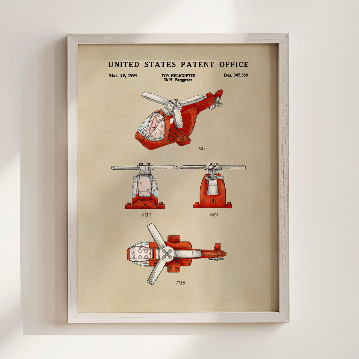 Building Block Helicopter (1994) patent art print