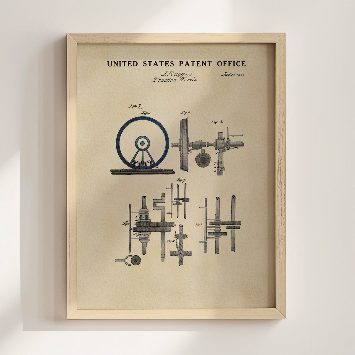 Locomotive Traction Wheels (1836) patent art print