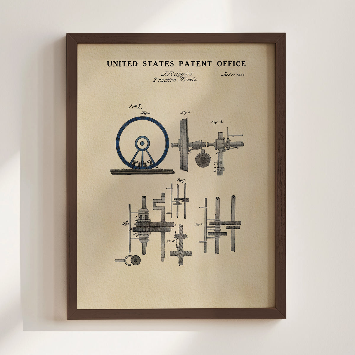 Locomotive Traction Wheels (1836) patent art print