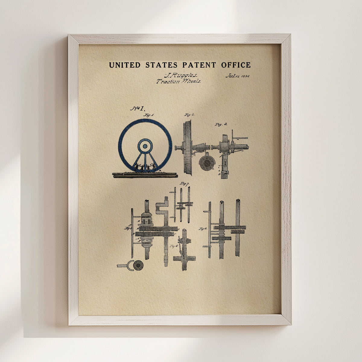 Locomotive Traction Wheels (1836) patent art print