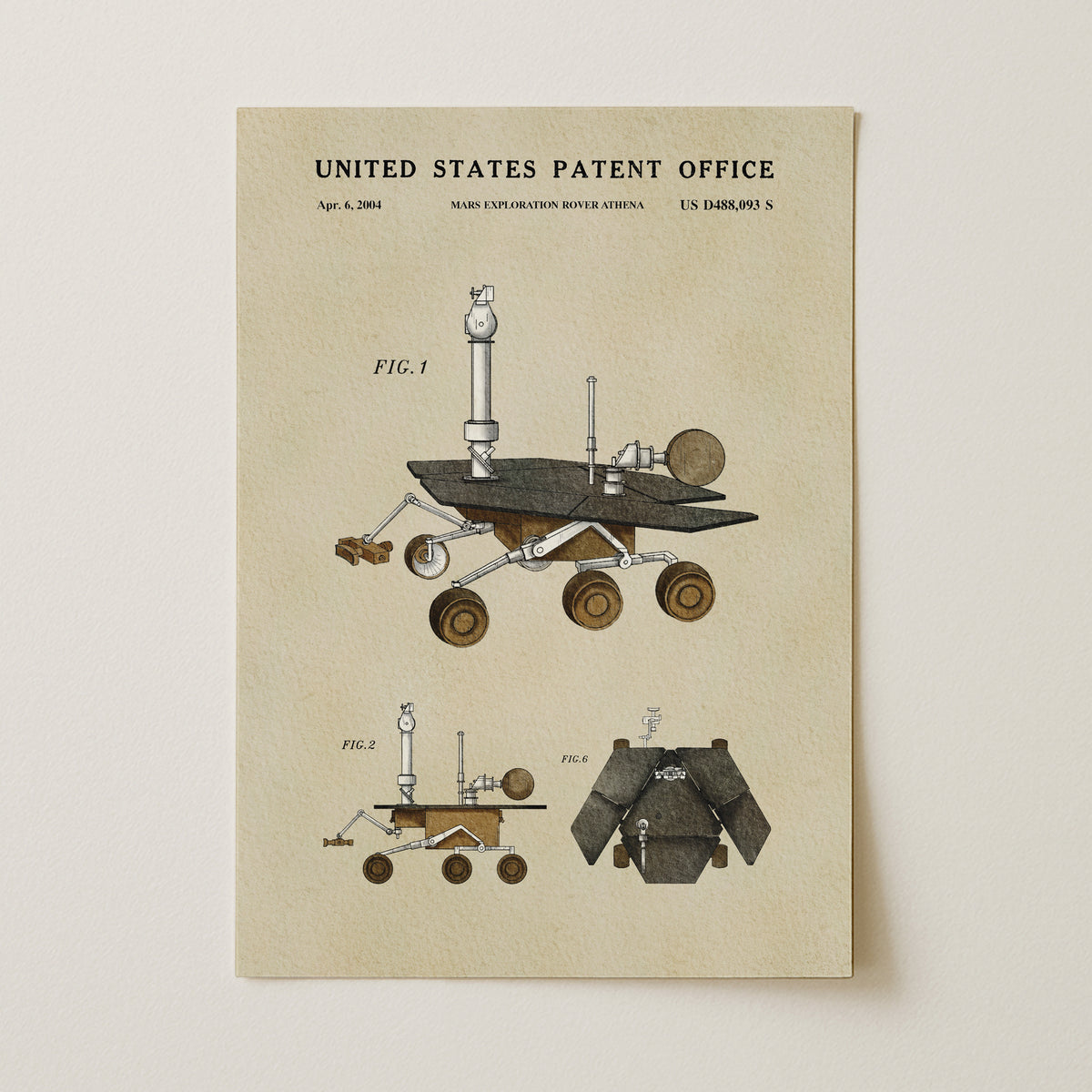 Mars Exploration Rover Athena (2004) patent art print