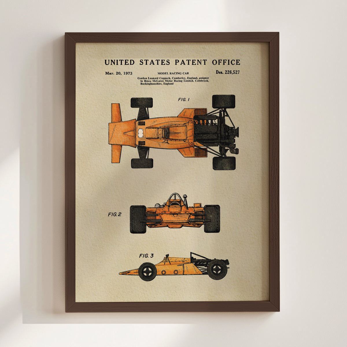 Orange Race Car (1973) patent art print