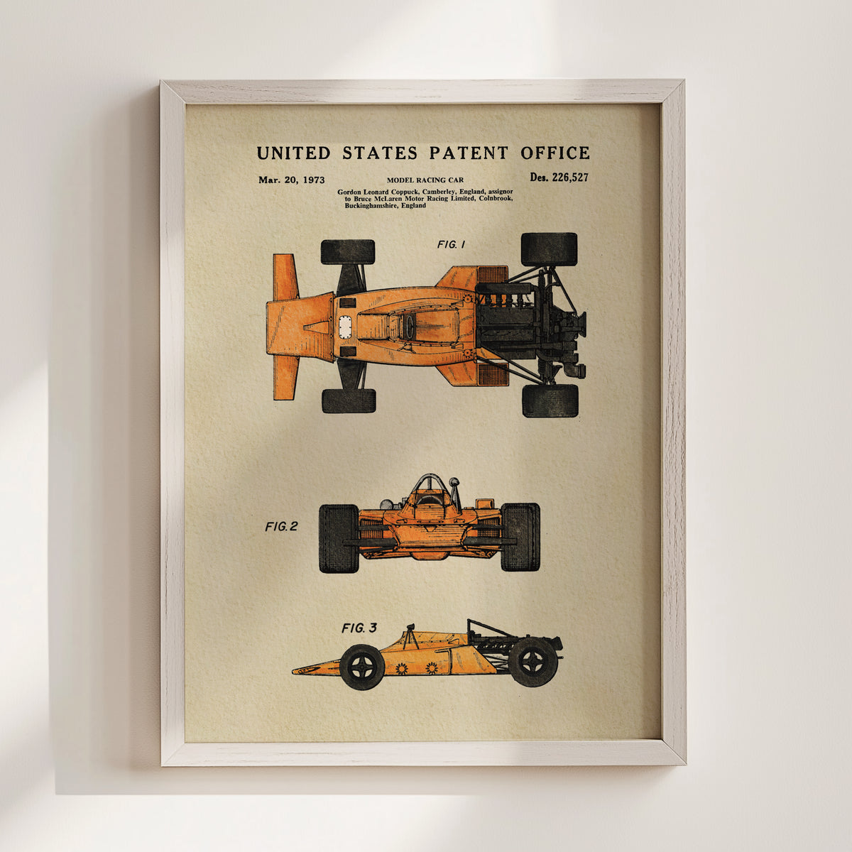 Orange Race Car (1973) patent art print