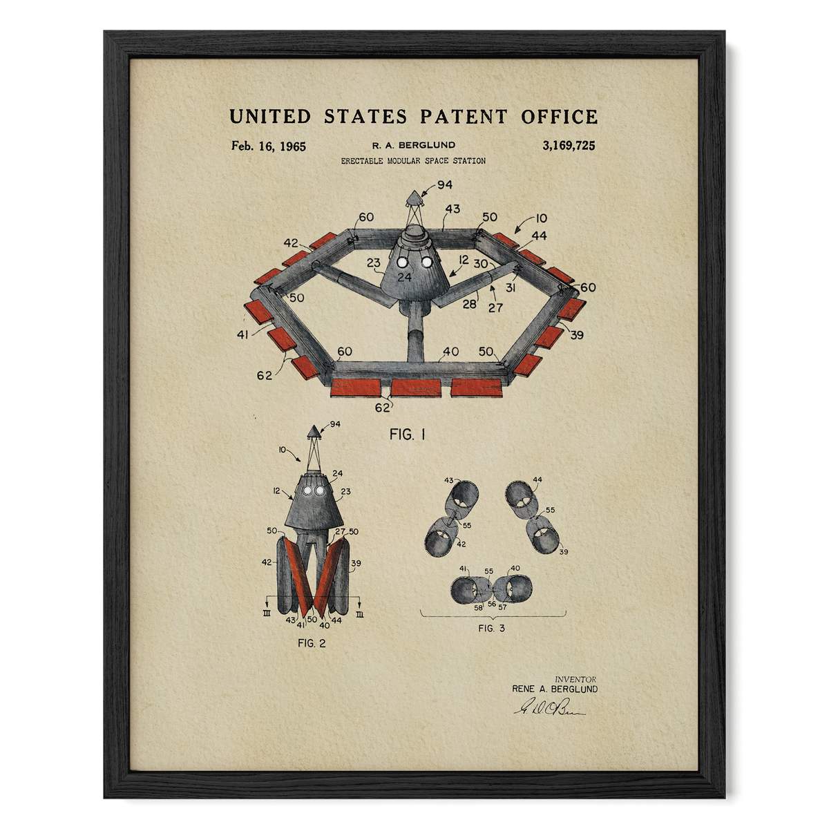Modular Space Station (1965) patent art print
