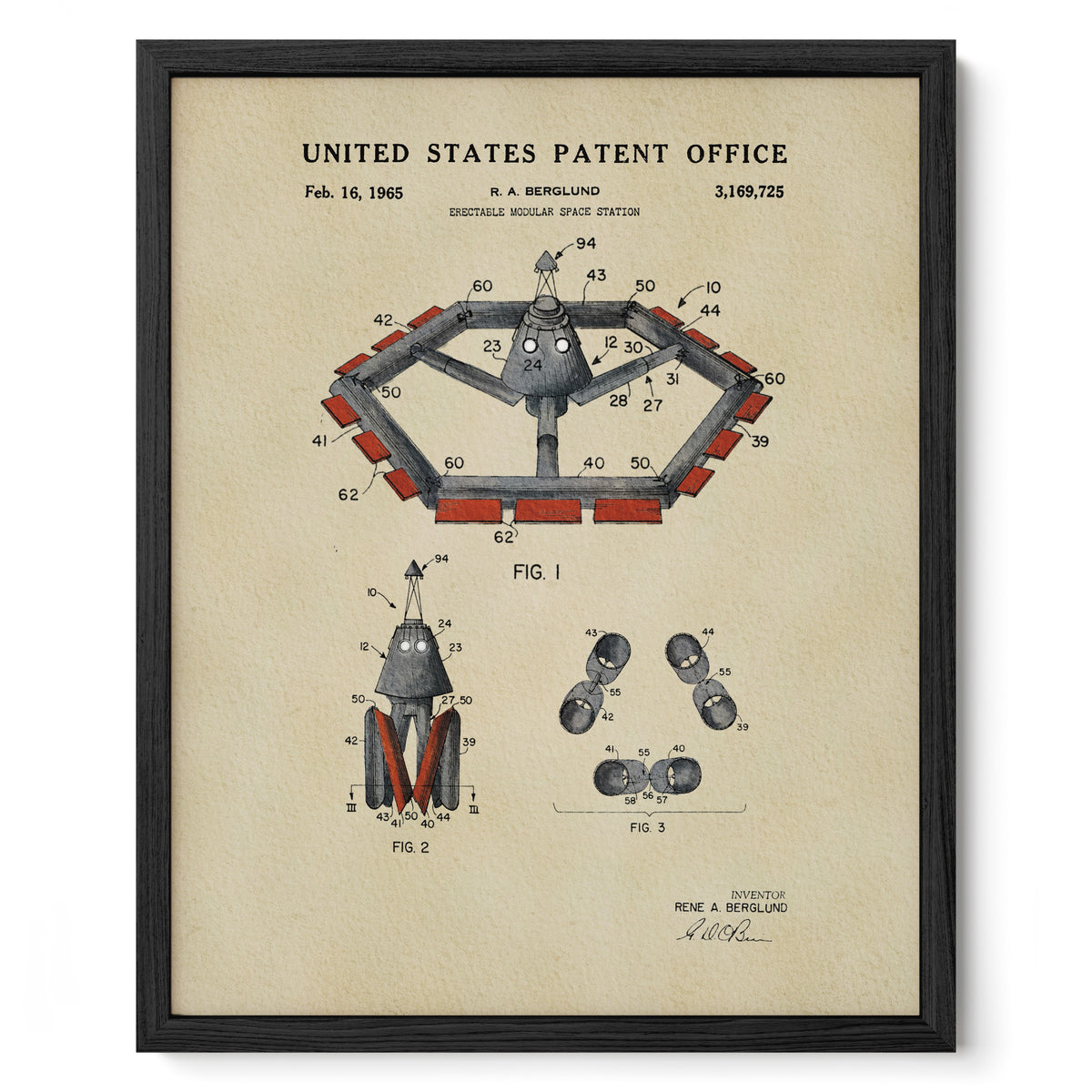Modular Space Station (1965) patent art print