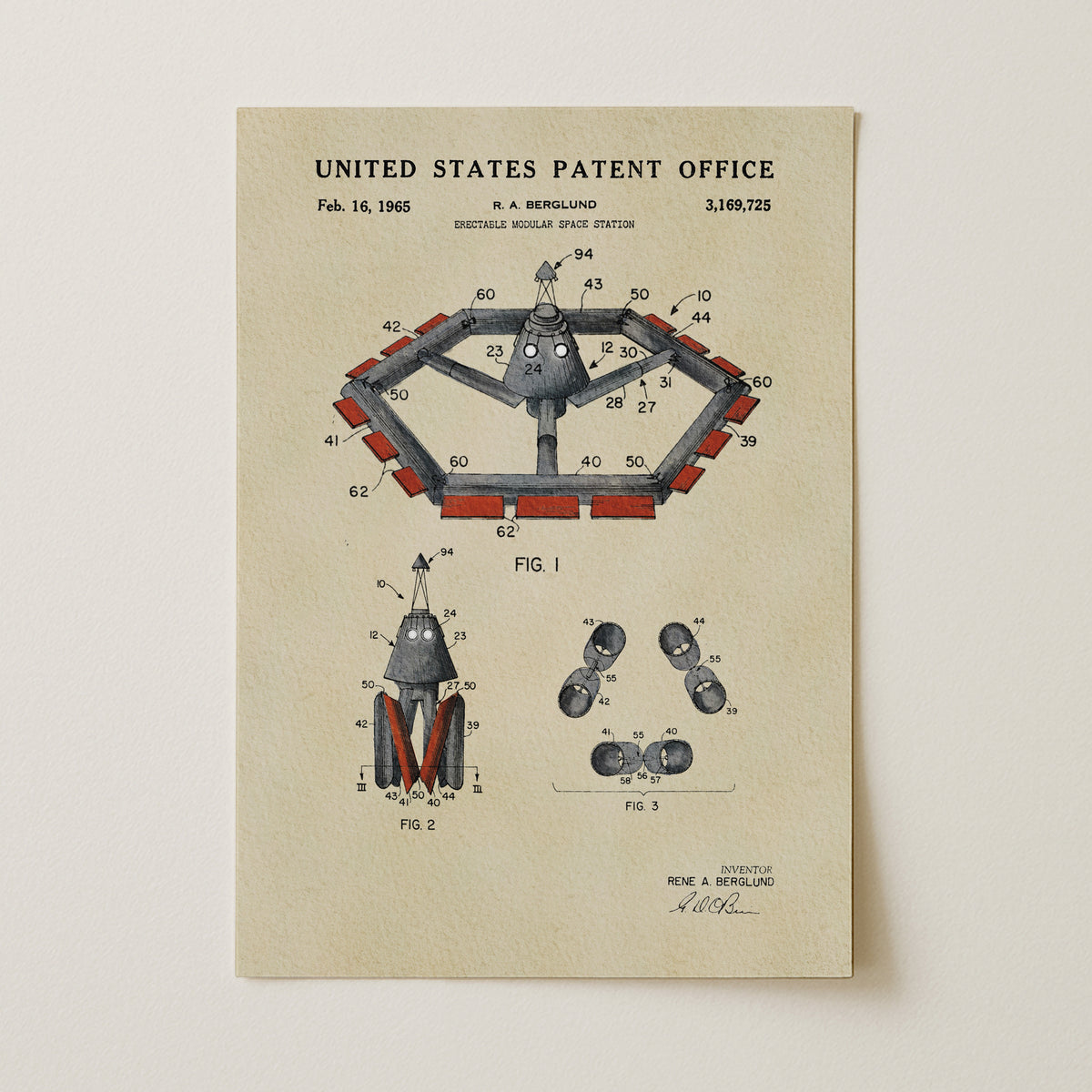 Modular Space Station (1965) patent art print
