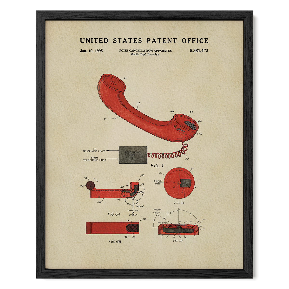 Noise Cancellation Apparatus (1995) patent art print