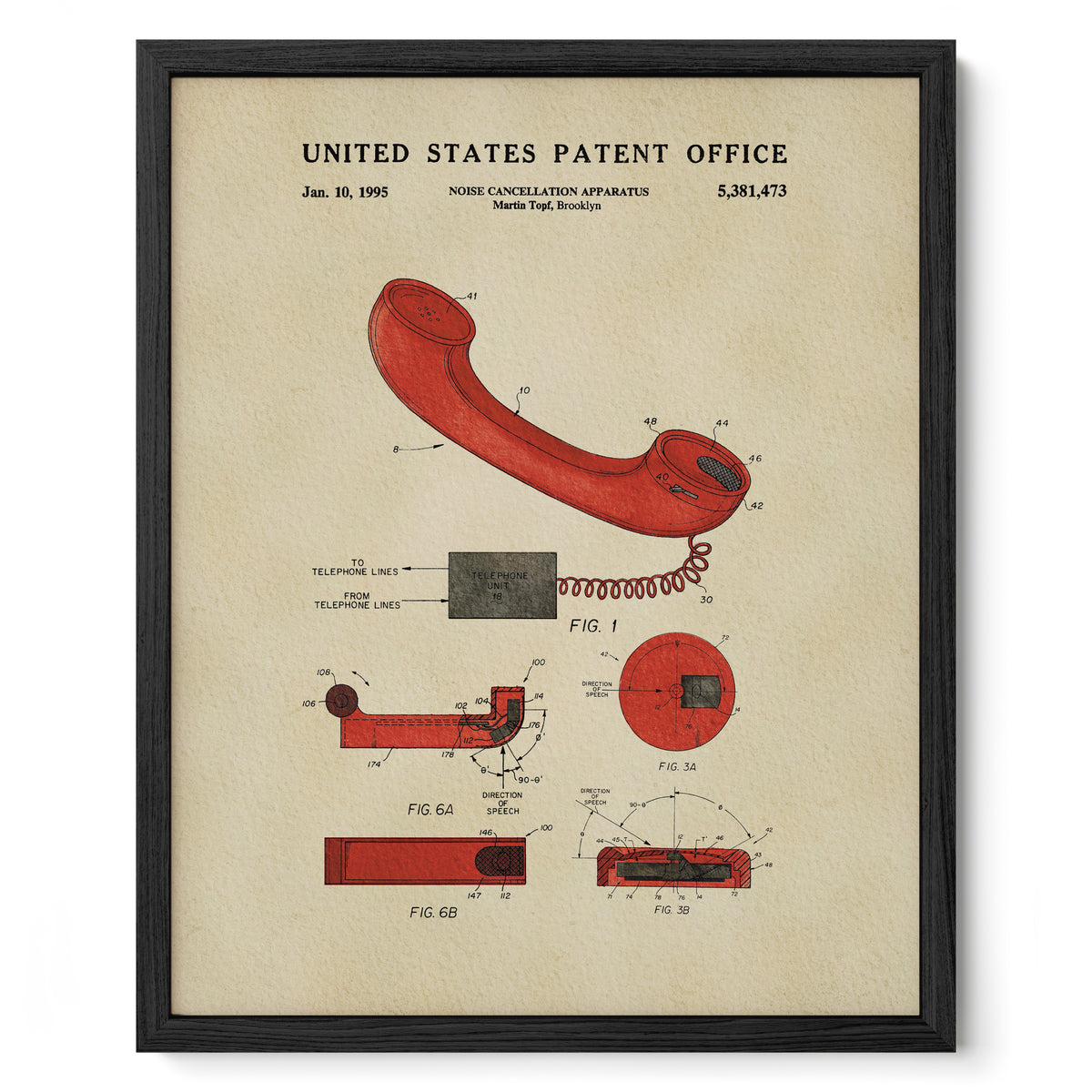 Noise Cancellation Apparatus (1995) patent art print