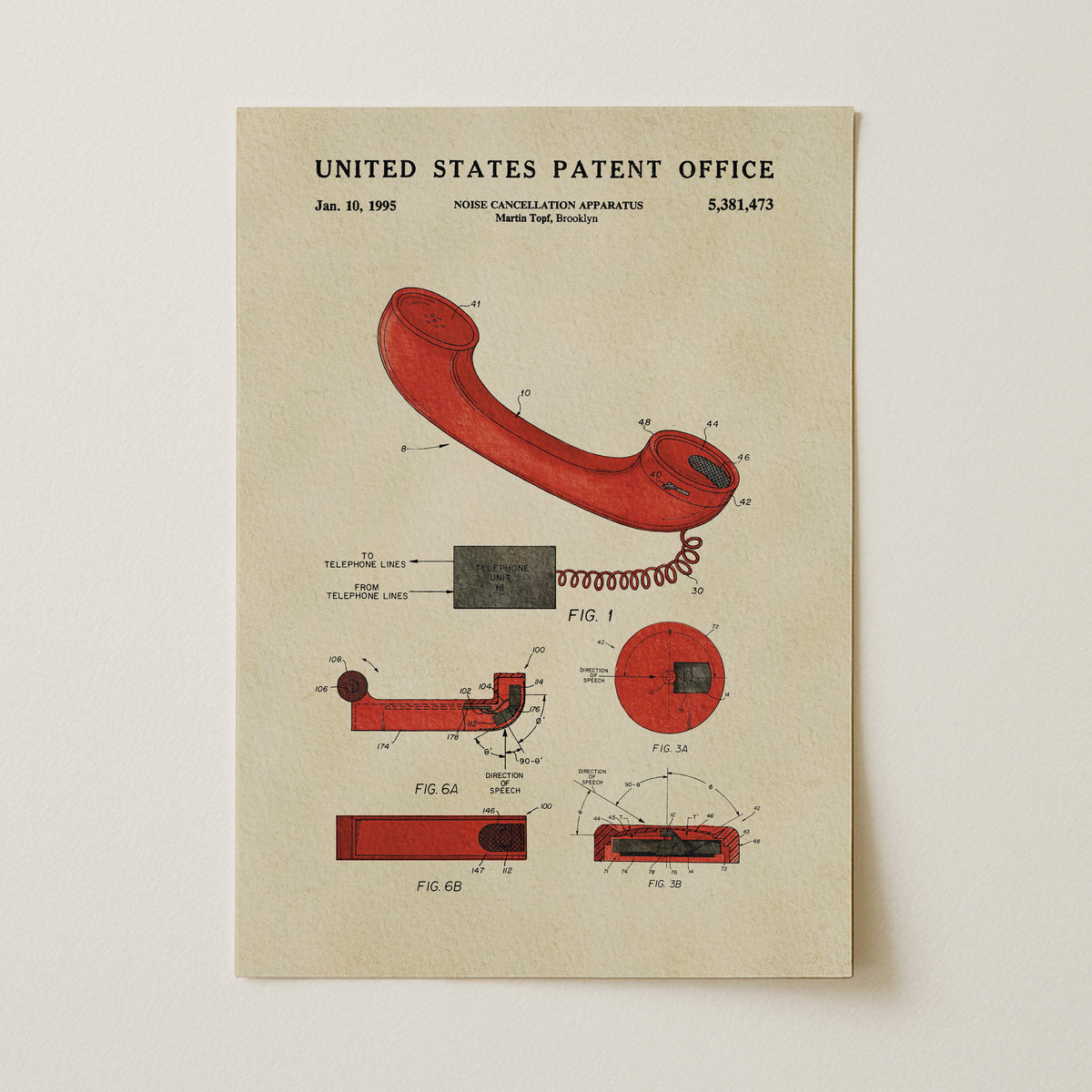 Noise Cancellation Apparatus (1995) patent art print