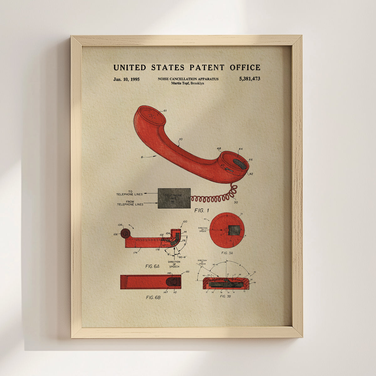 Noise Cancellation Apparatus (1995) patent art print