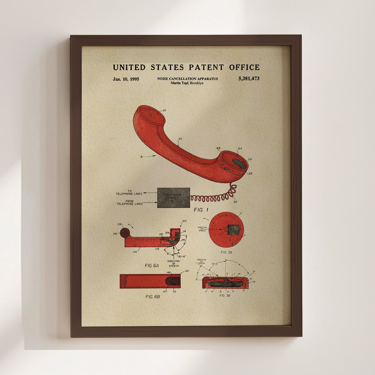 Noise Cancellation Apparatus (1995) patent art print