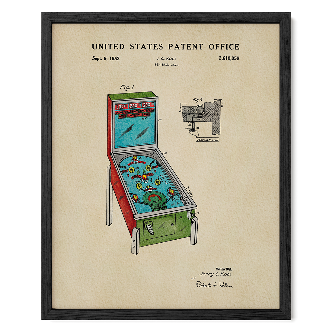 Pinball Machine (1952) patent art print