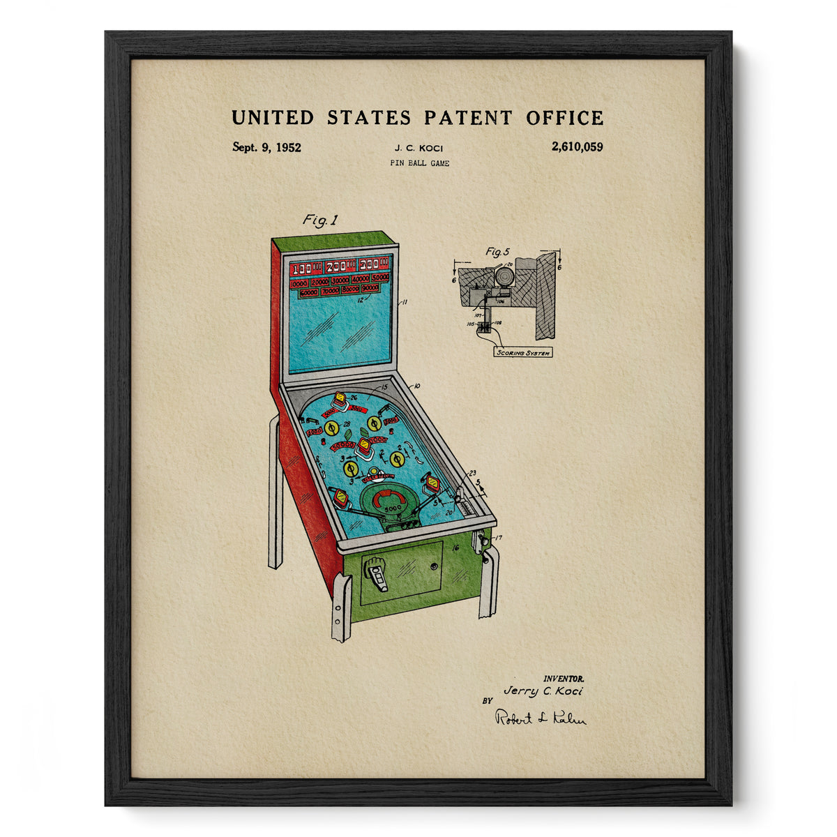 Pinball Machine (1952) patent art print