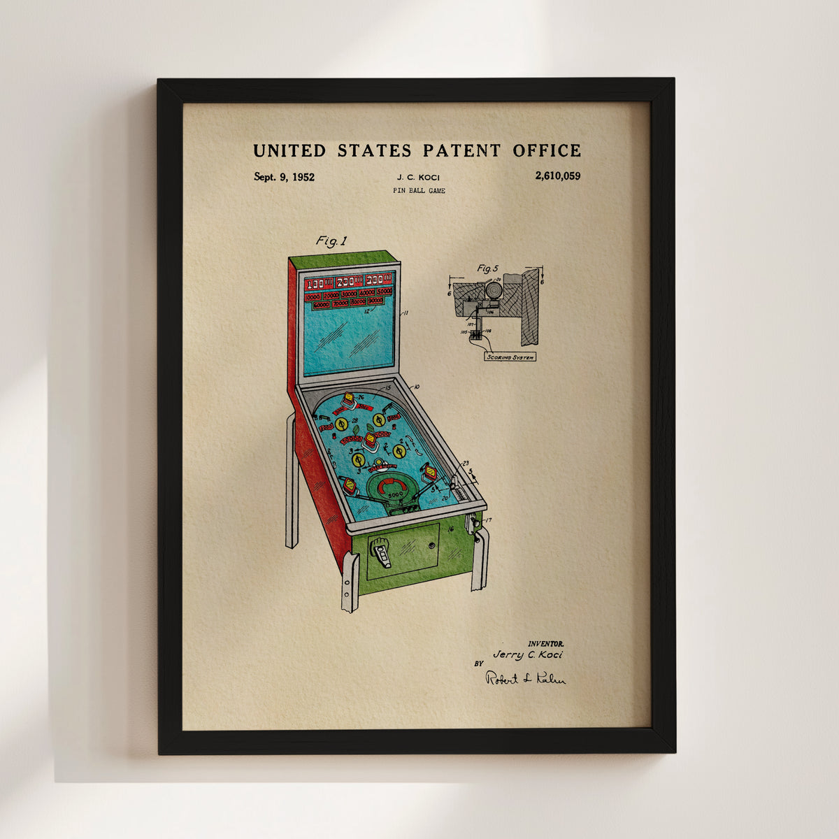 Pinball Machine (1952) patent art print