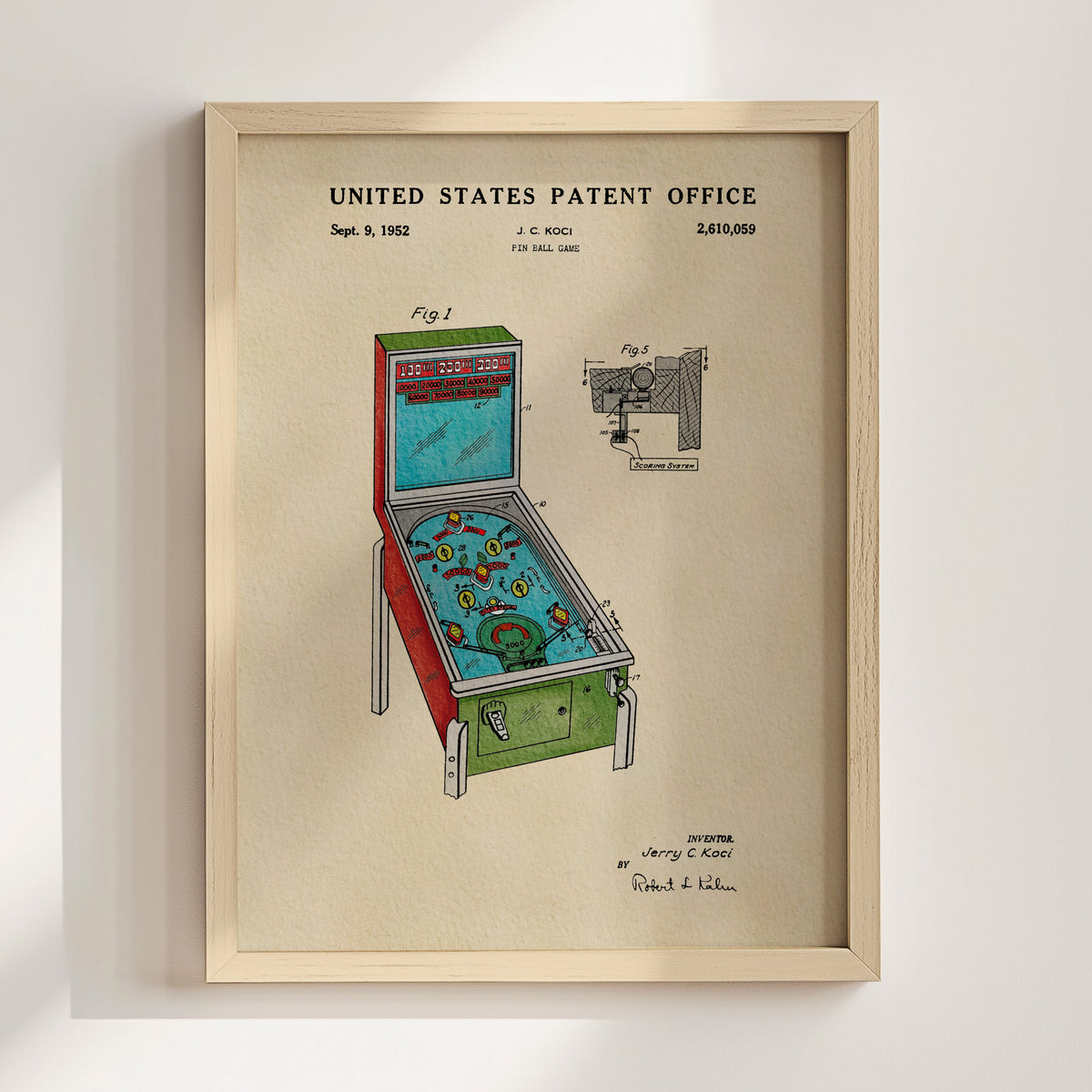 Pinball Machine (1952) patent art print